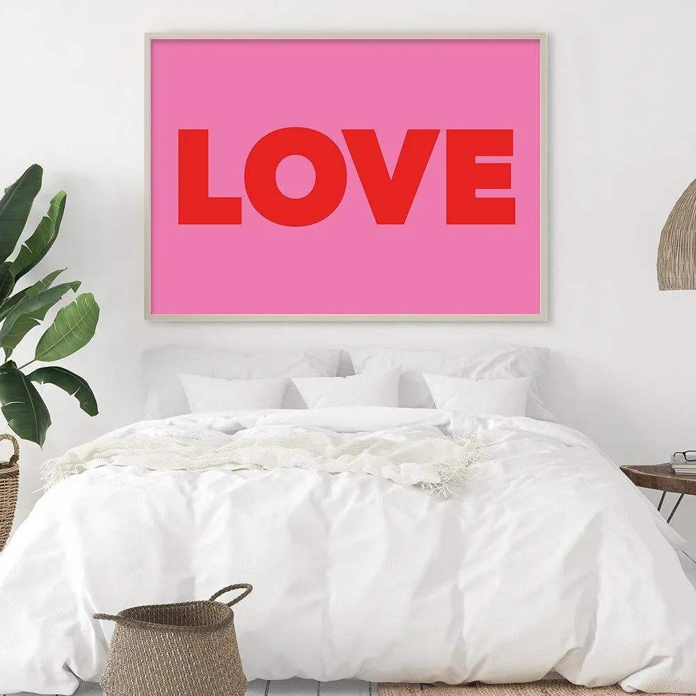 A3 Love Poster Print - Pink & Red Typography image