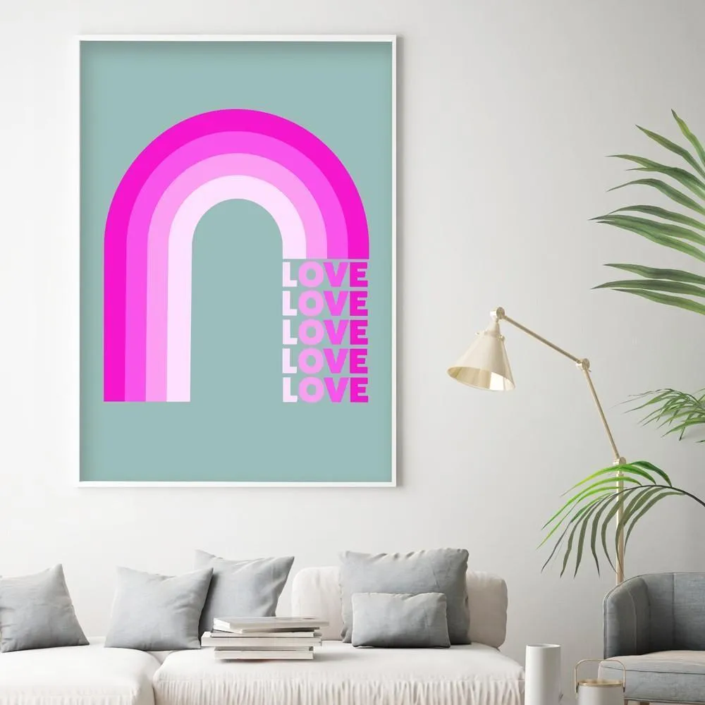 A3 Poster Print Rainbow Design - Grey image