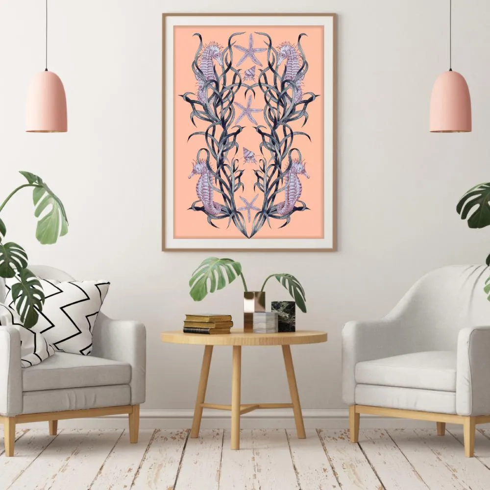 A3 Seahorse Wall Art Print - Sorbet