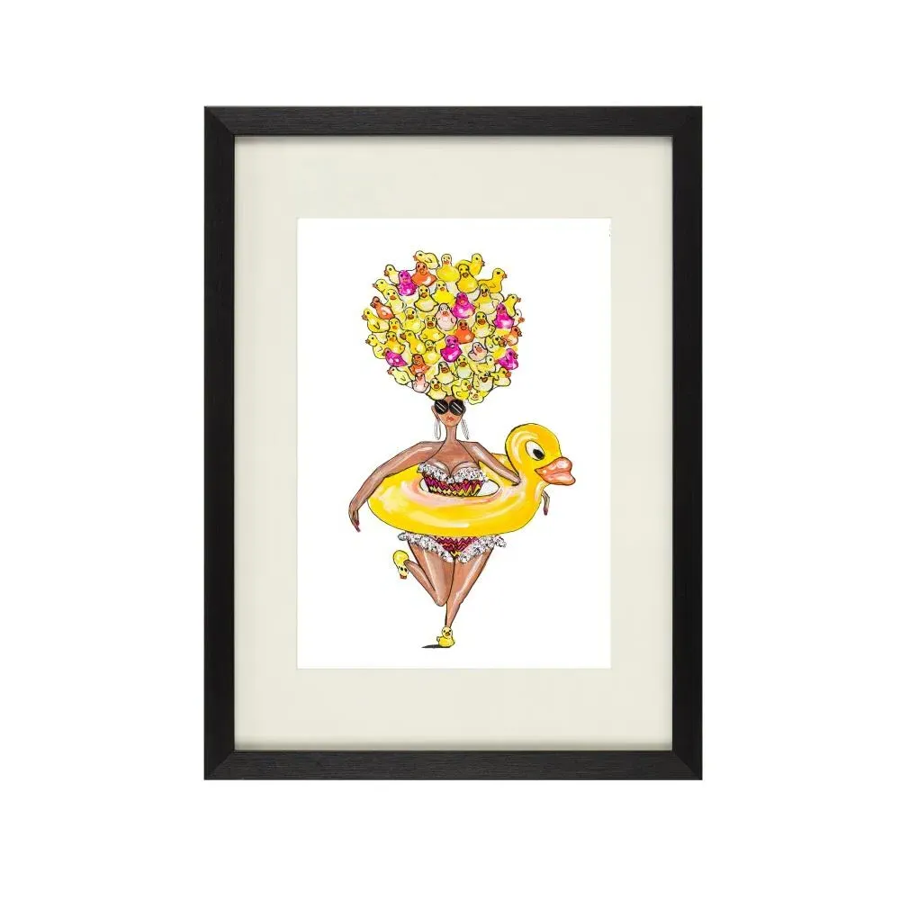 A3 Wall Art Print - Summer Beach Theme, White Frame