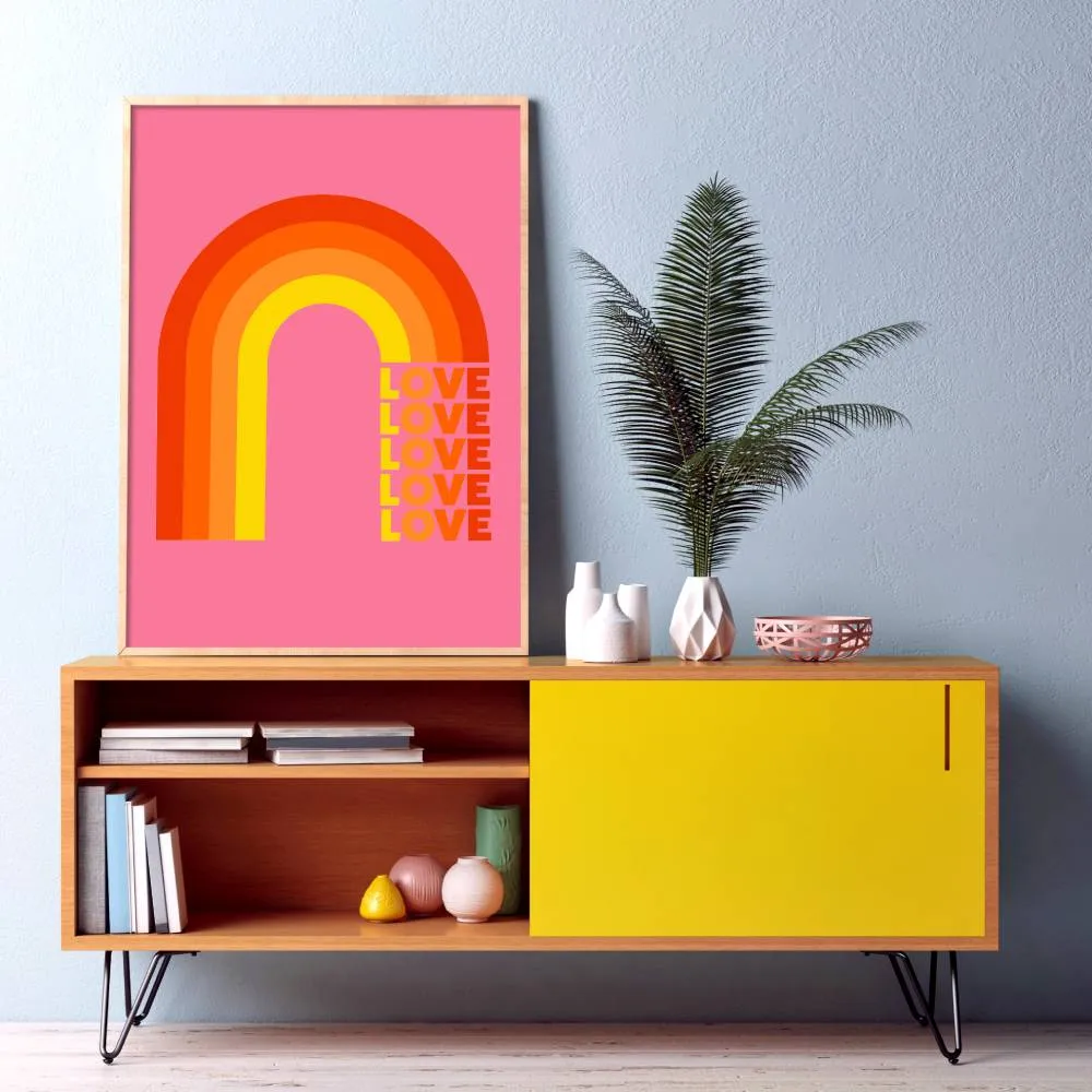 A3 Wall Print Love Rainbow - Pink image