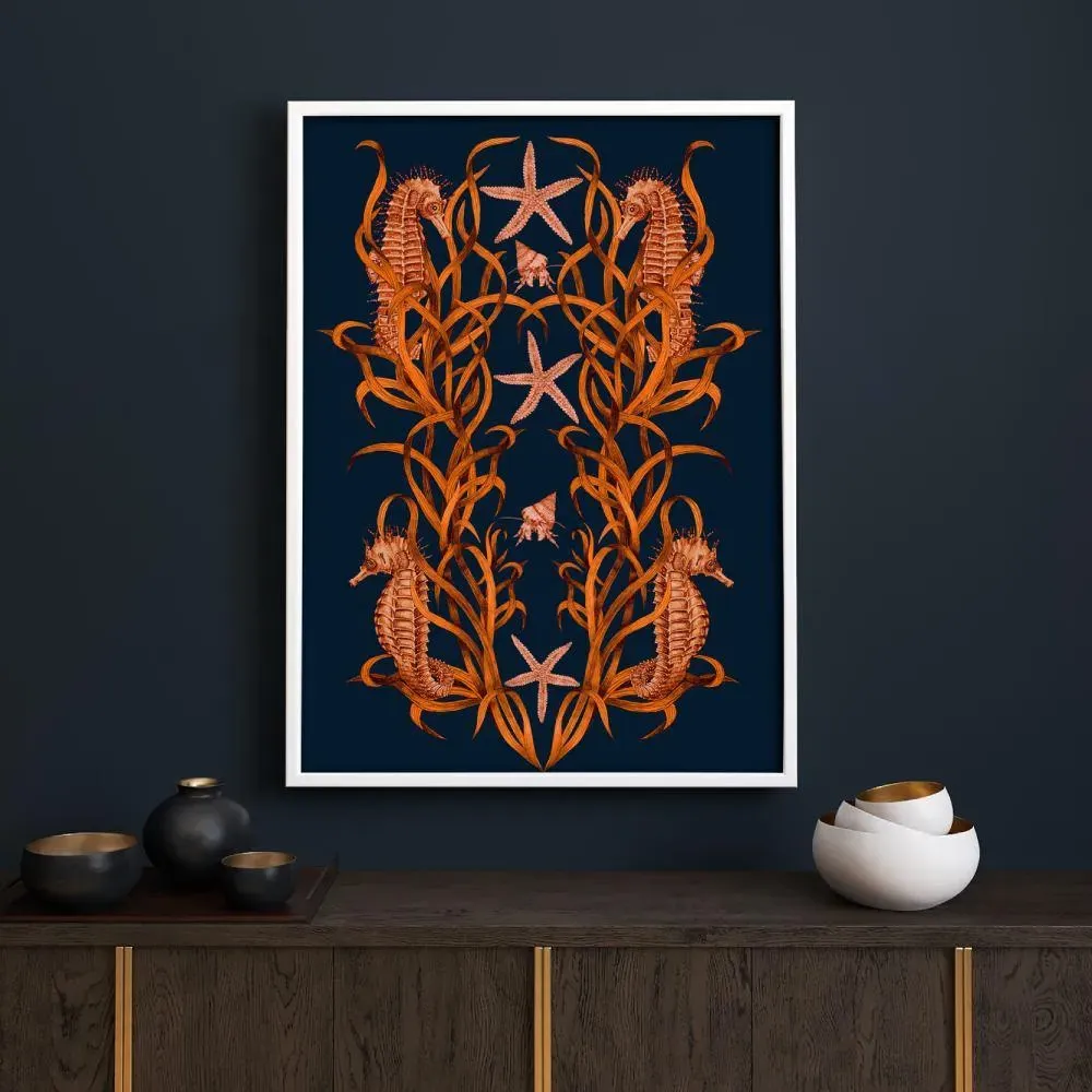 A4 Seahorse Wall Art Print - Ink image