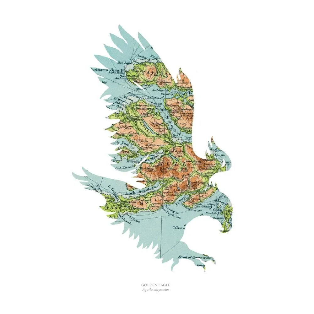 A4 Vintage Map Print - Golden Eagle Design, Paper