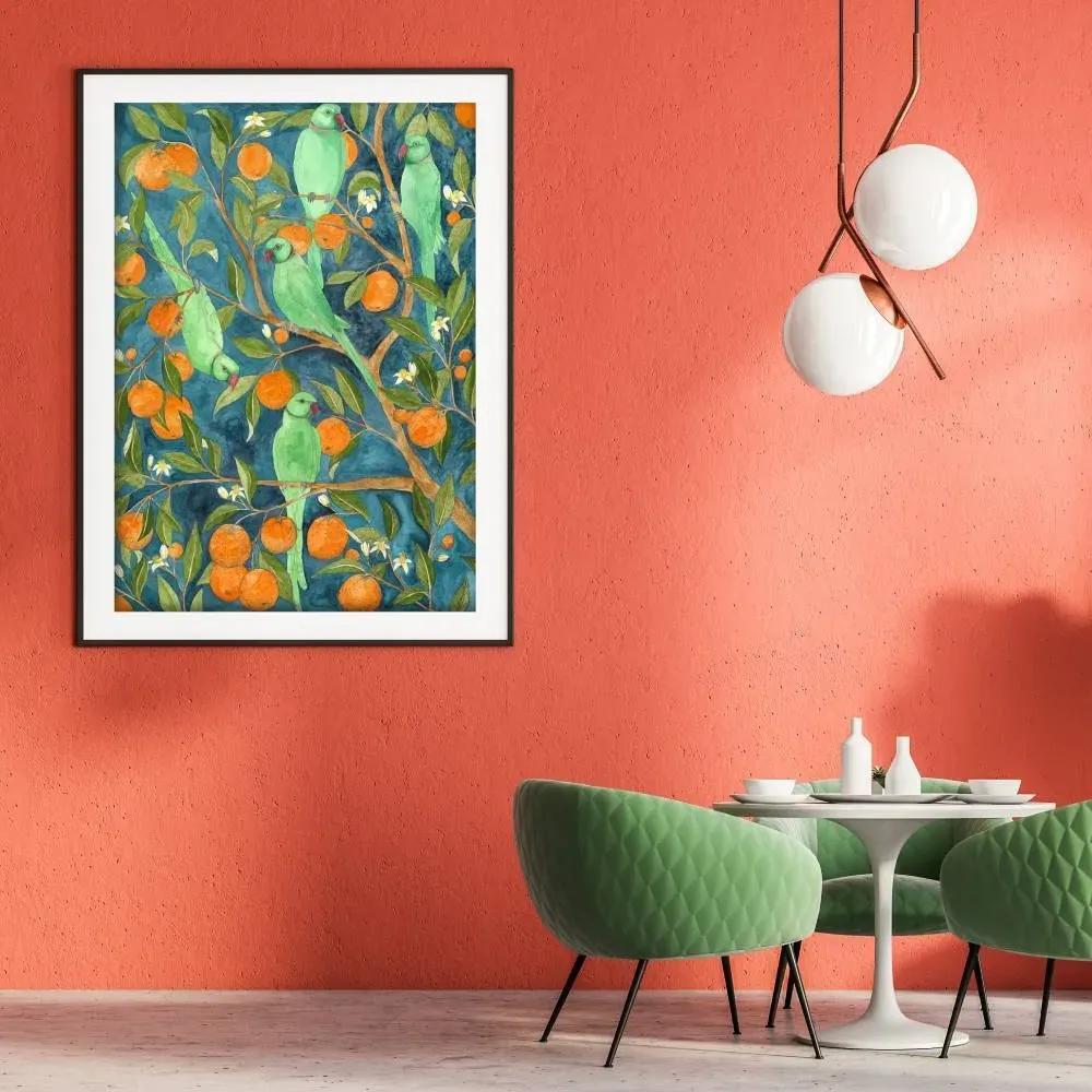 A4 Wall Art Print - Ring-Necked Parakeets image