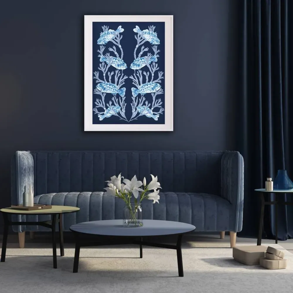 A4 Wall Art Print Unframed - Denim Blue image