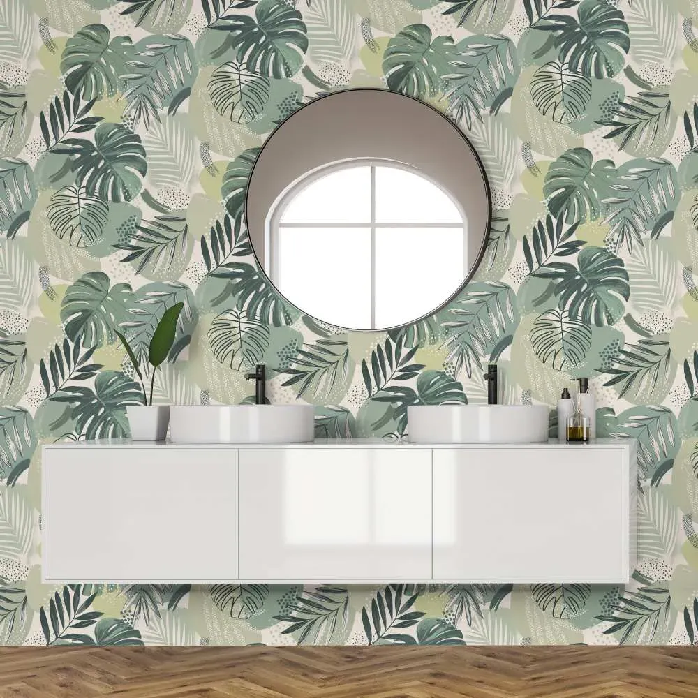 Abstract Jungle Wallpaper Roll - Leaf Green image