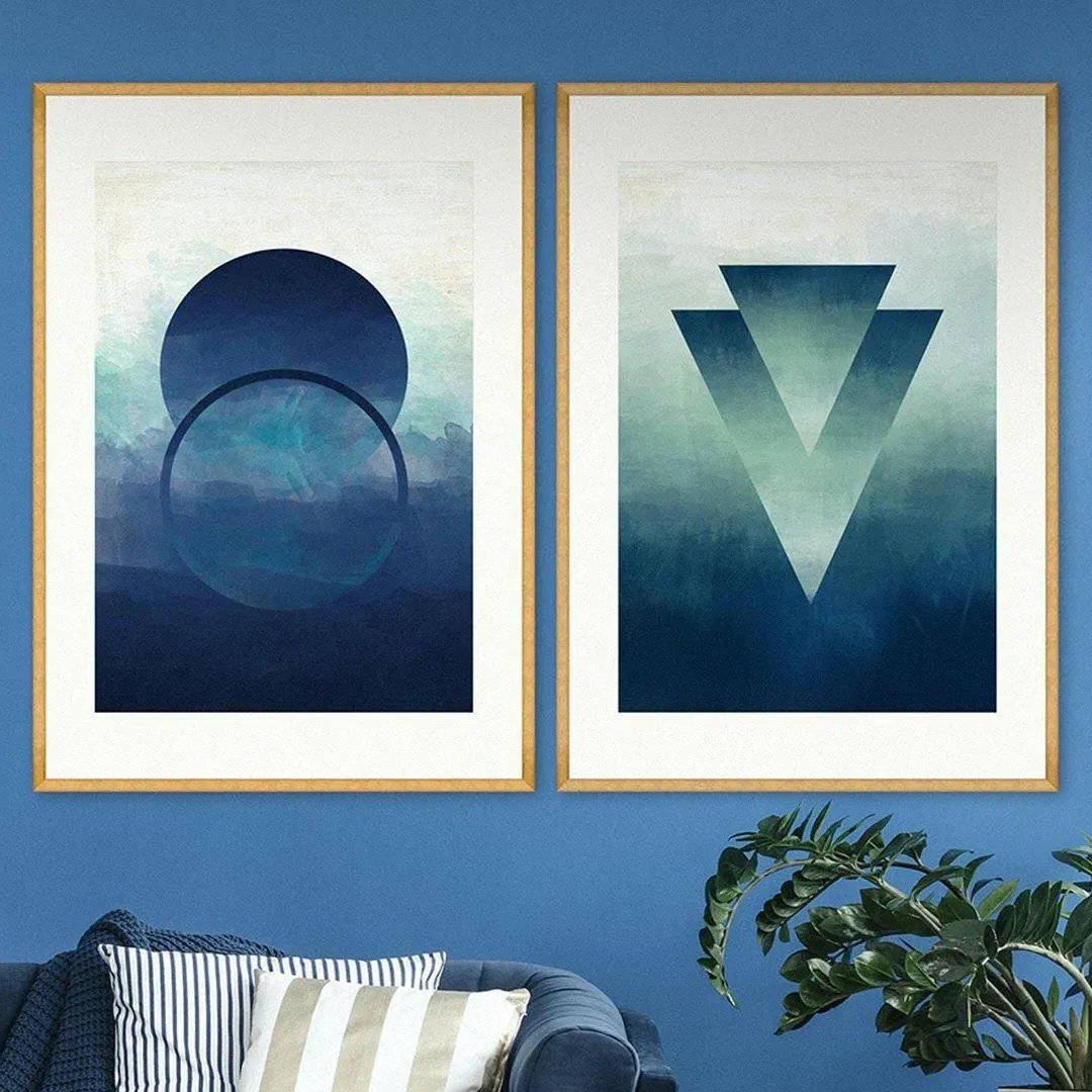 Abstract Ombre I Framed Wall Art - Blue