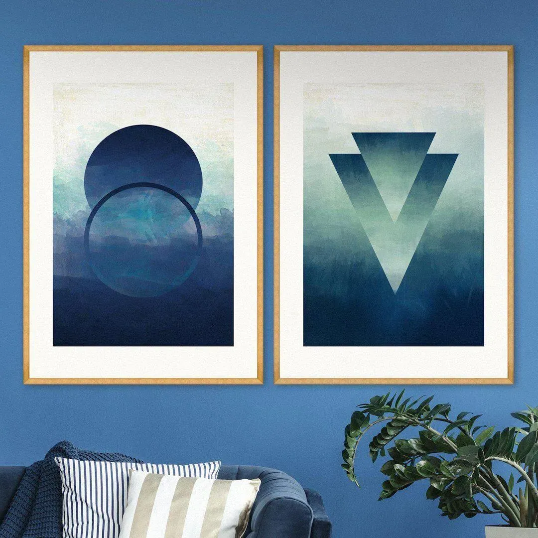 Abstract Ombre II Framed Wall Art - Blue