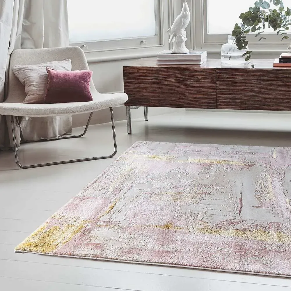 Abstract Print Rug - Pink