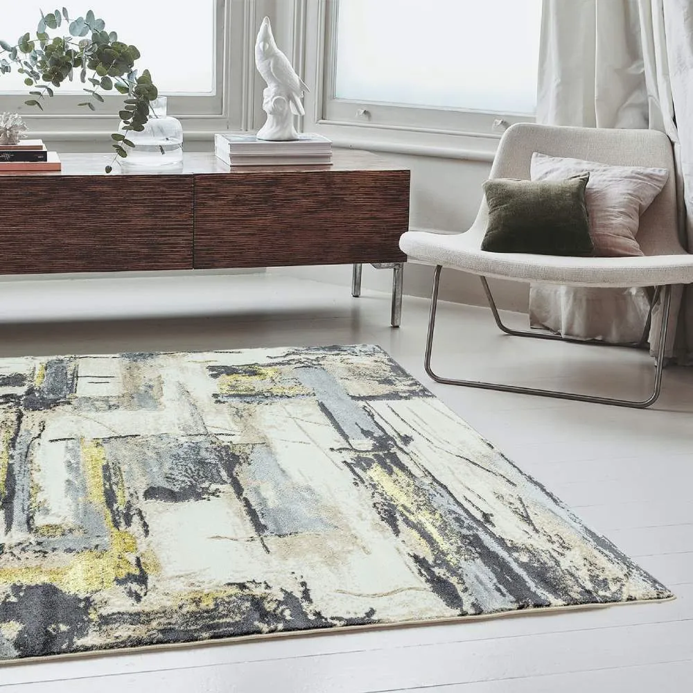 Abstract Print Rug - Yellow