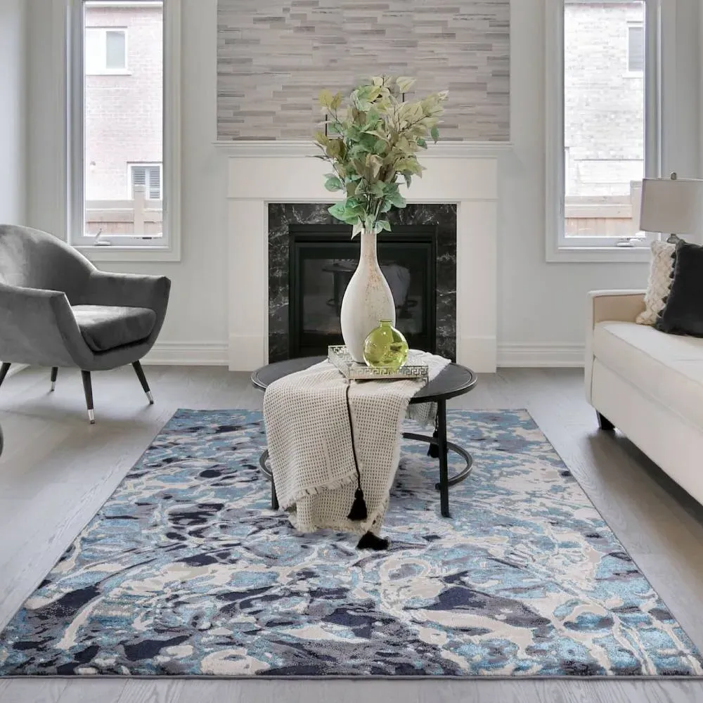 Abstract Rug High Shine - Blue