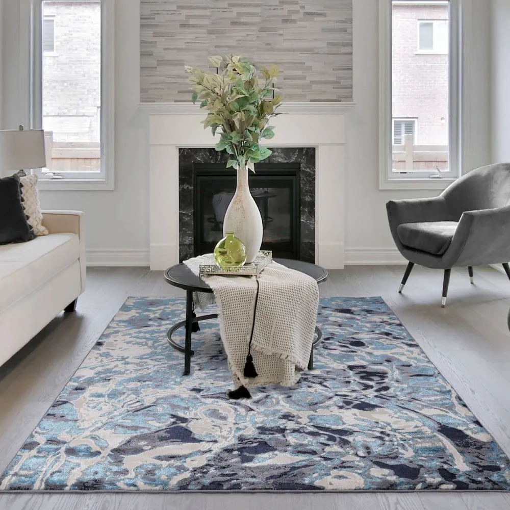 Abstract Rug High Shine - Blue image
