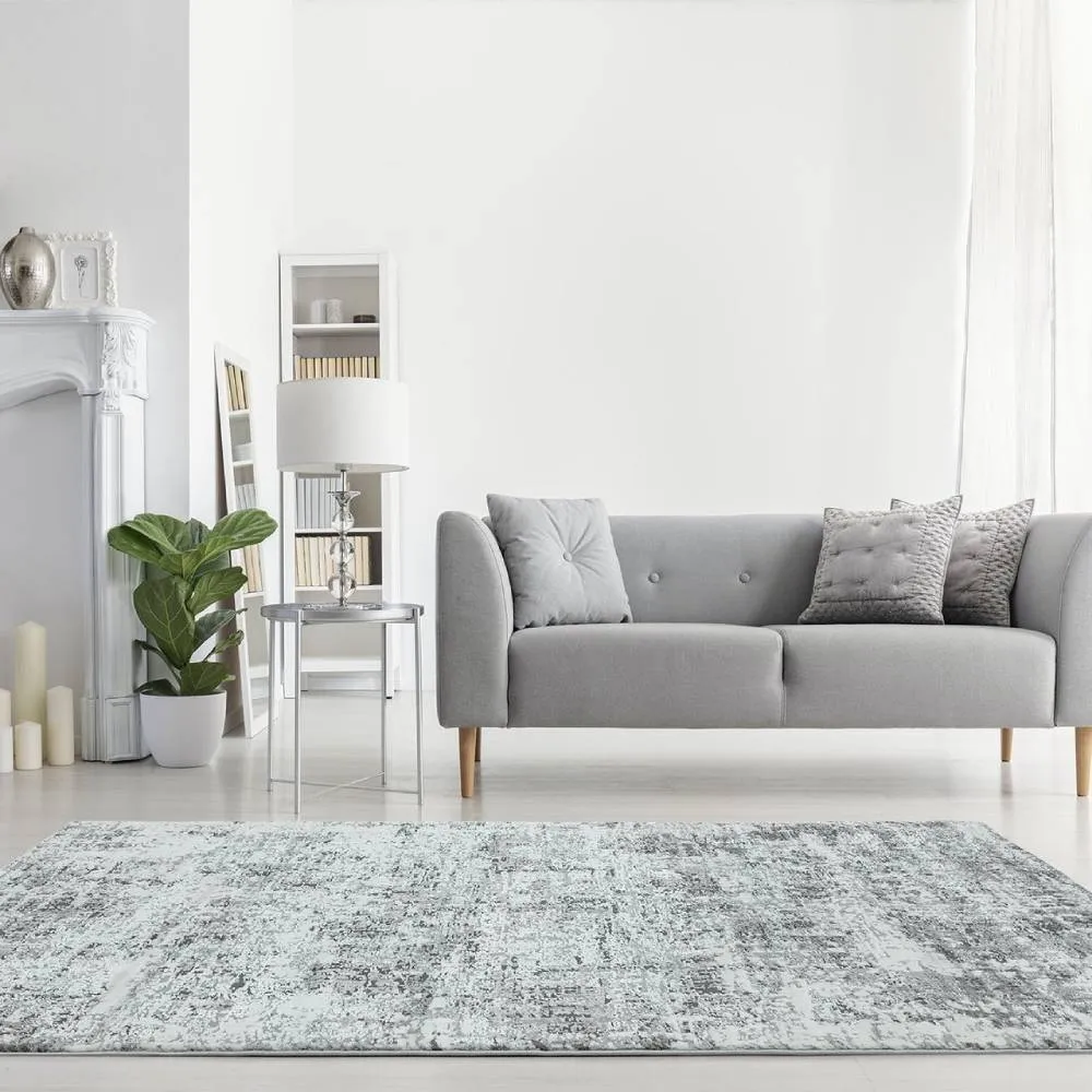 Abstract Rug with Metallic Accents - Silver image