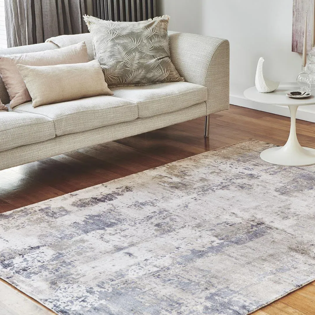 Abstract Screen Printed Hand Woven Rug - Cloud