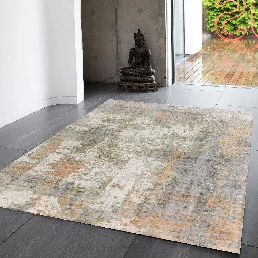 Abstract Screen Printed Hand Woven Rug - Coral