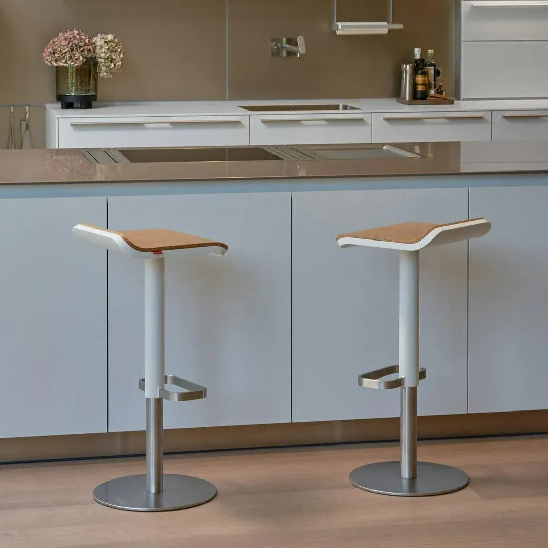 Adjustable Bar Stool - White, Oak