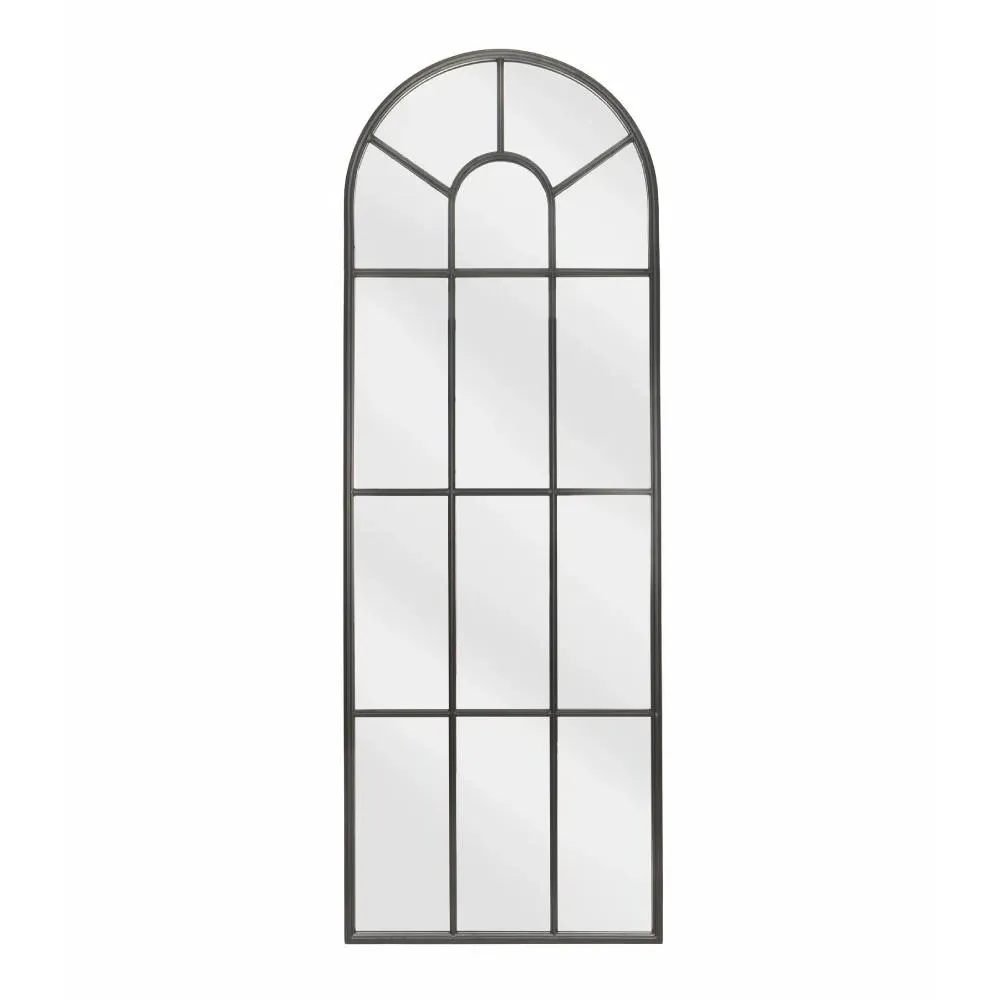 Arched Window Pane Mirror - Black