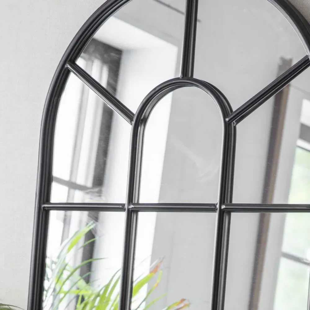 Arched Window Pane Mirror - Black