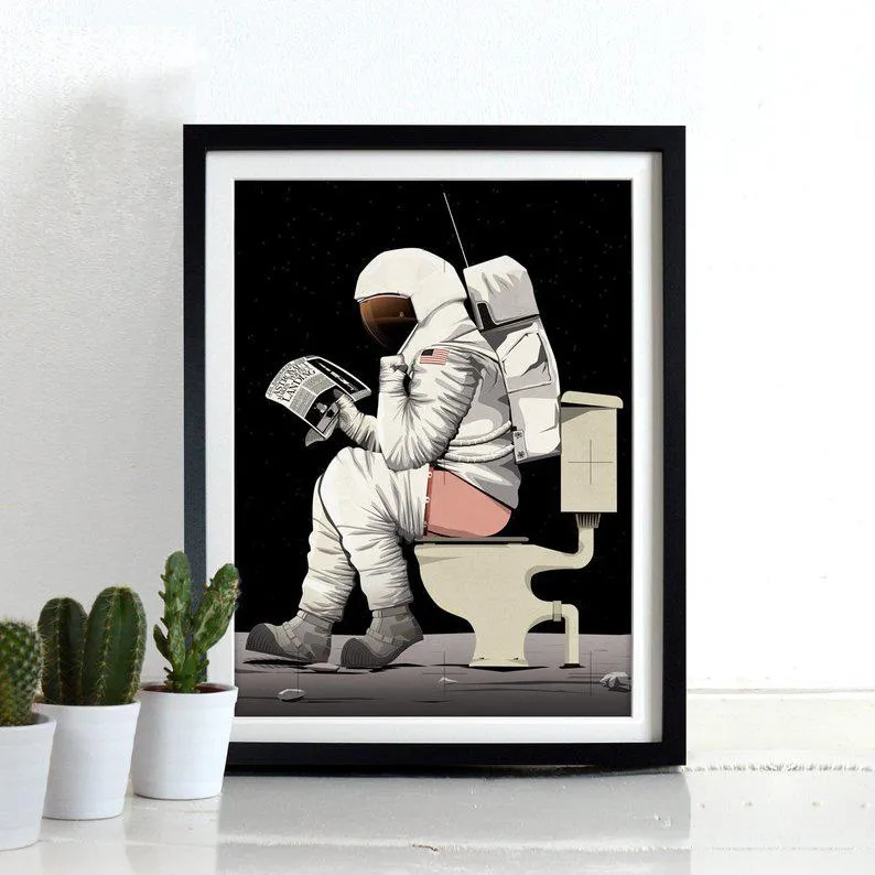 Astronaut On The Loo Wall Art Print - Paper image