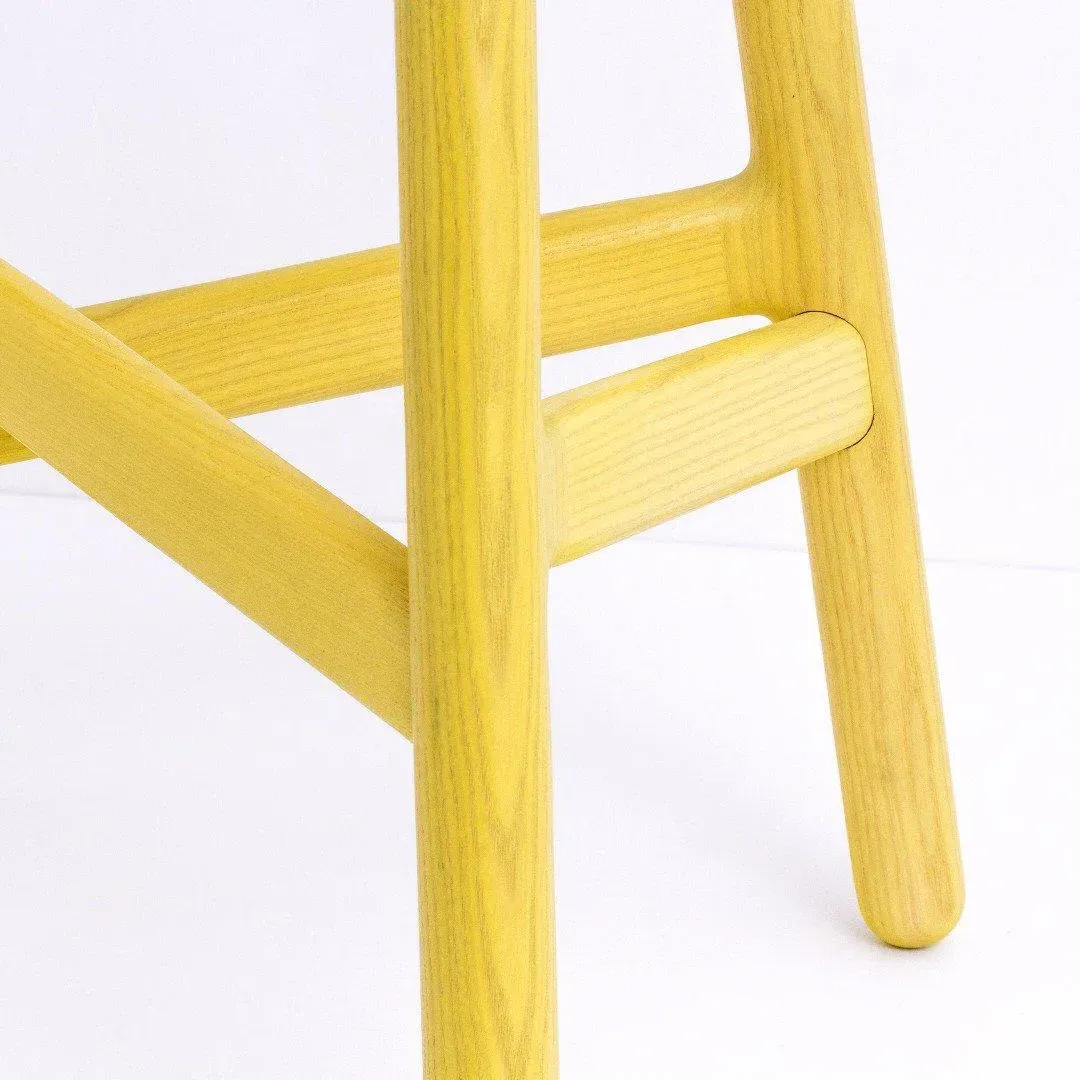 Bar Stool with Footrest - Yellow