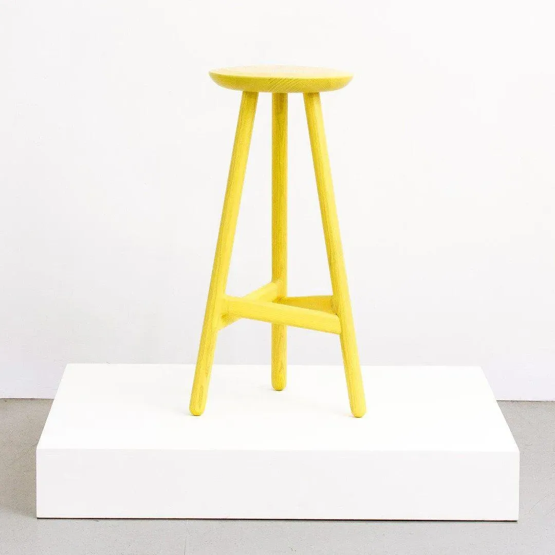 Bar Stool with Footrest - Yellow