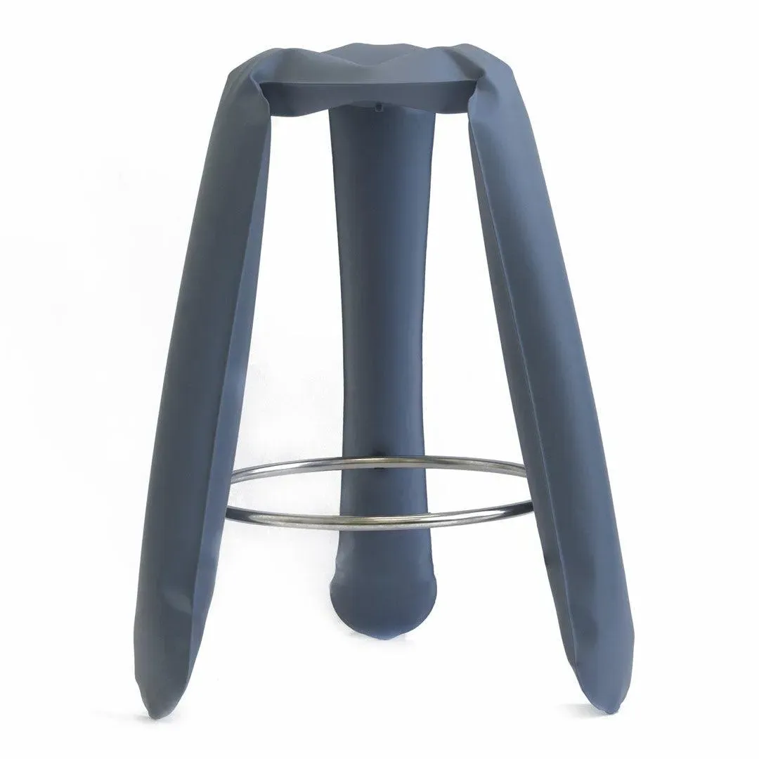 Bar Stool with Steel Frame - Blue Grey, Steel