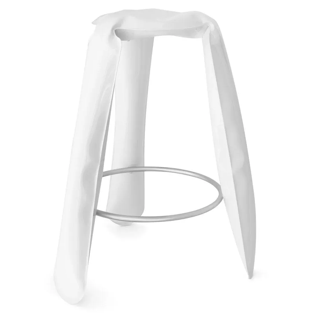 Bar Stool with Steel Frame - White, Steel