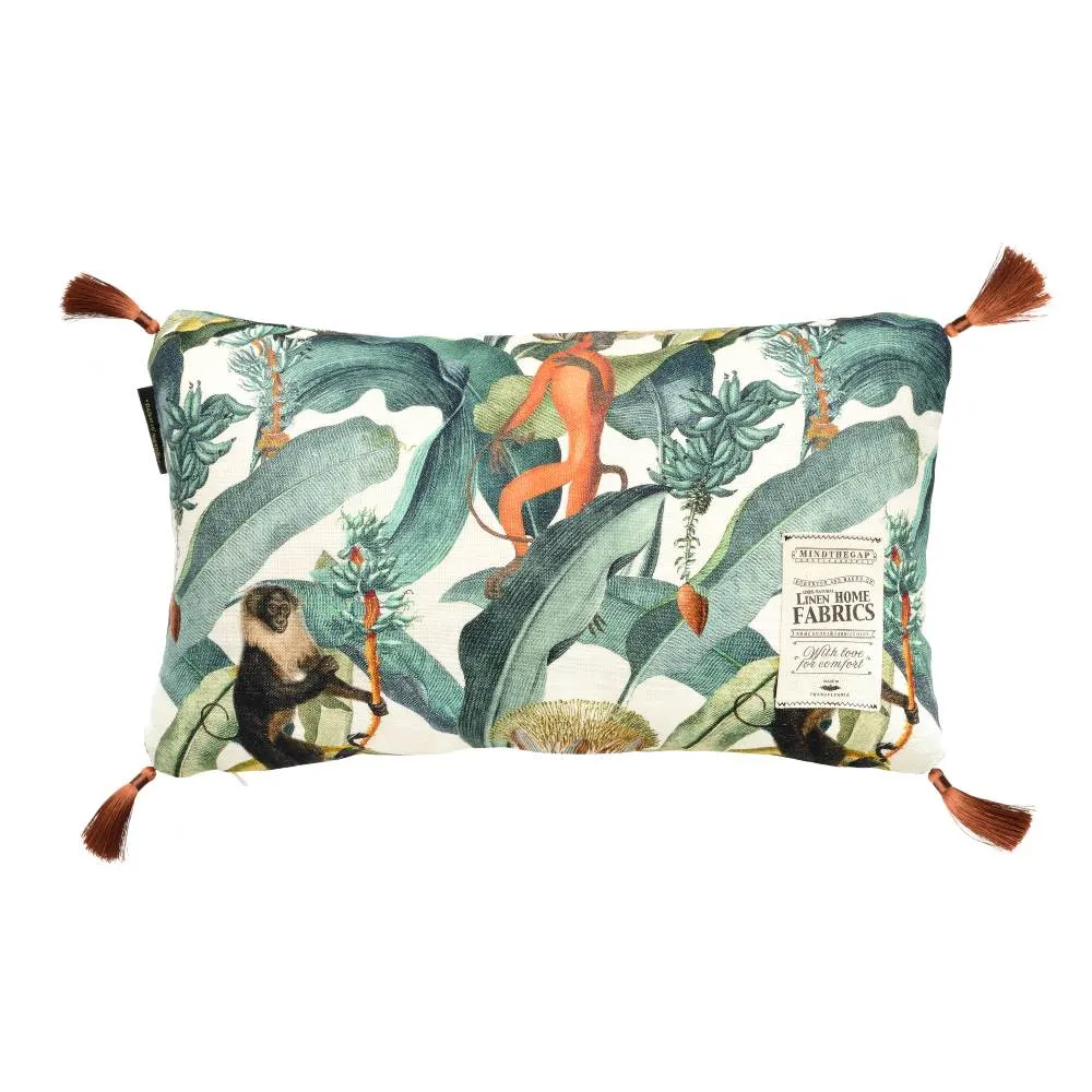Bolster Cushion with Jungle Monkey Print