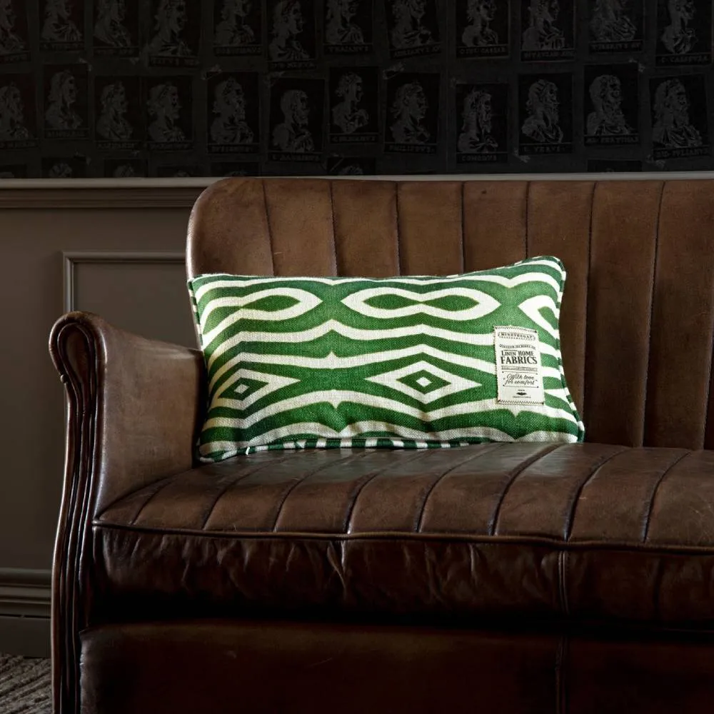 Bolster Cushion with Tropical Print - Green