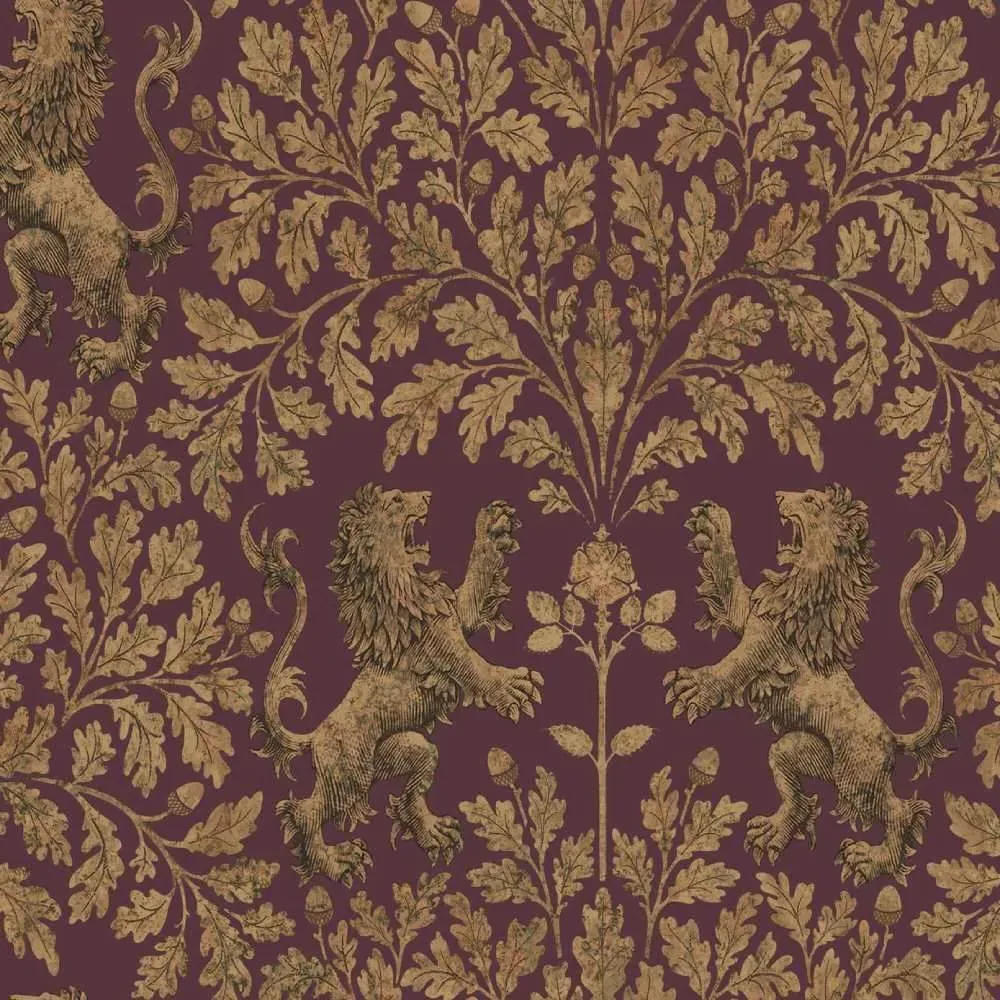 Boscobel Oak Wallpaper - Gold, Metallic