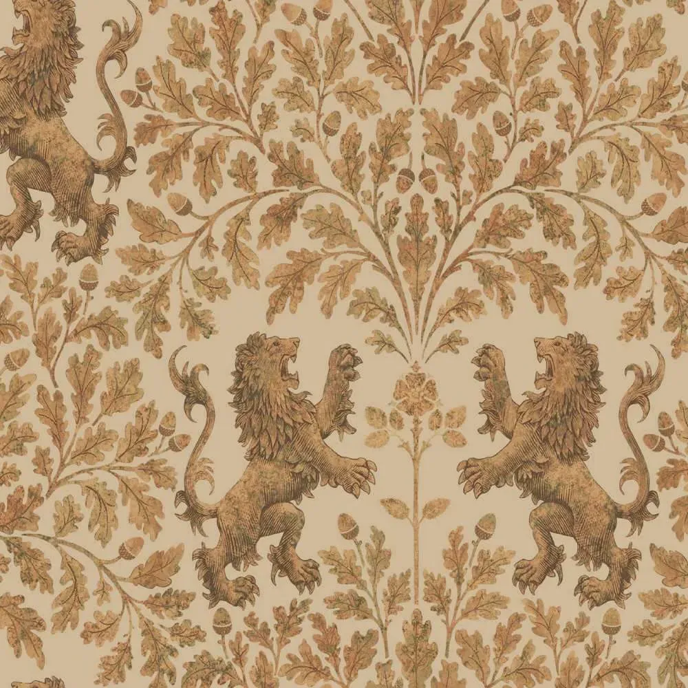 Boscobel Oak Wallpaper - Gold, Metallic image