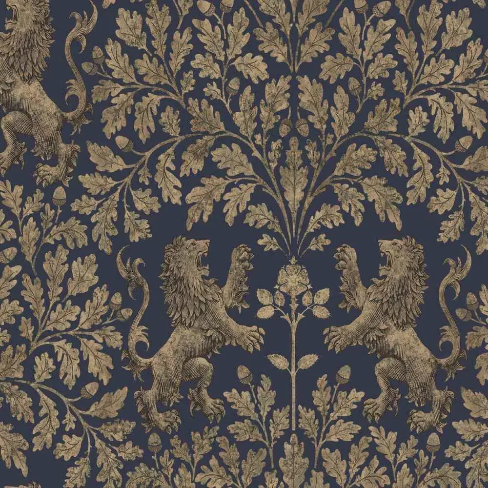 Boscobel Oak Wallpaper - Silver, Metallic