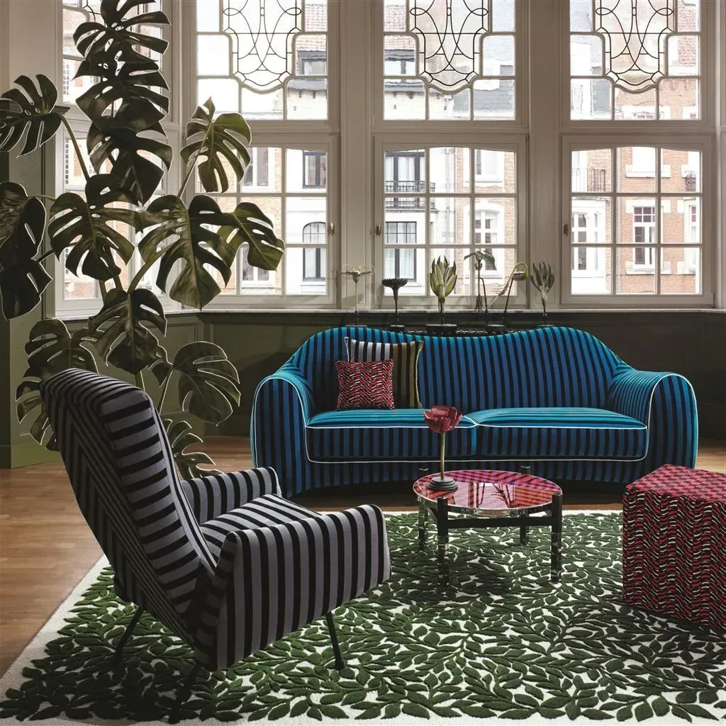 Botanical Rug with Cut Work - Green image