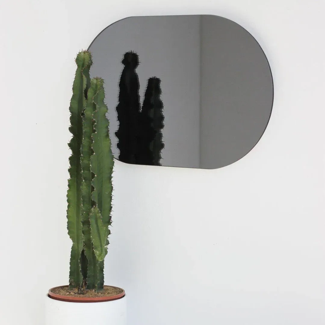 Capsule Shaped Frameless Mirror - Black Tinted