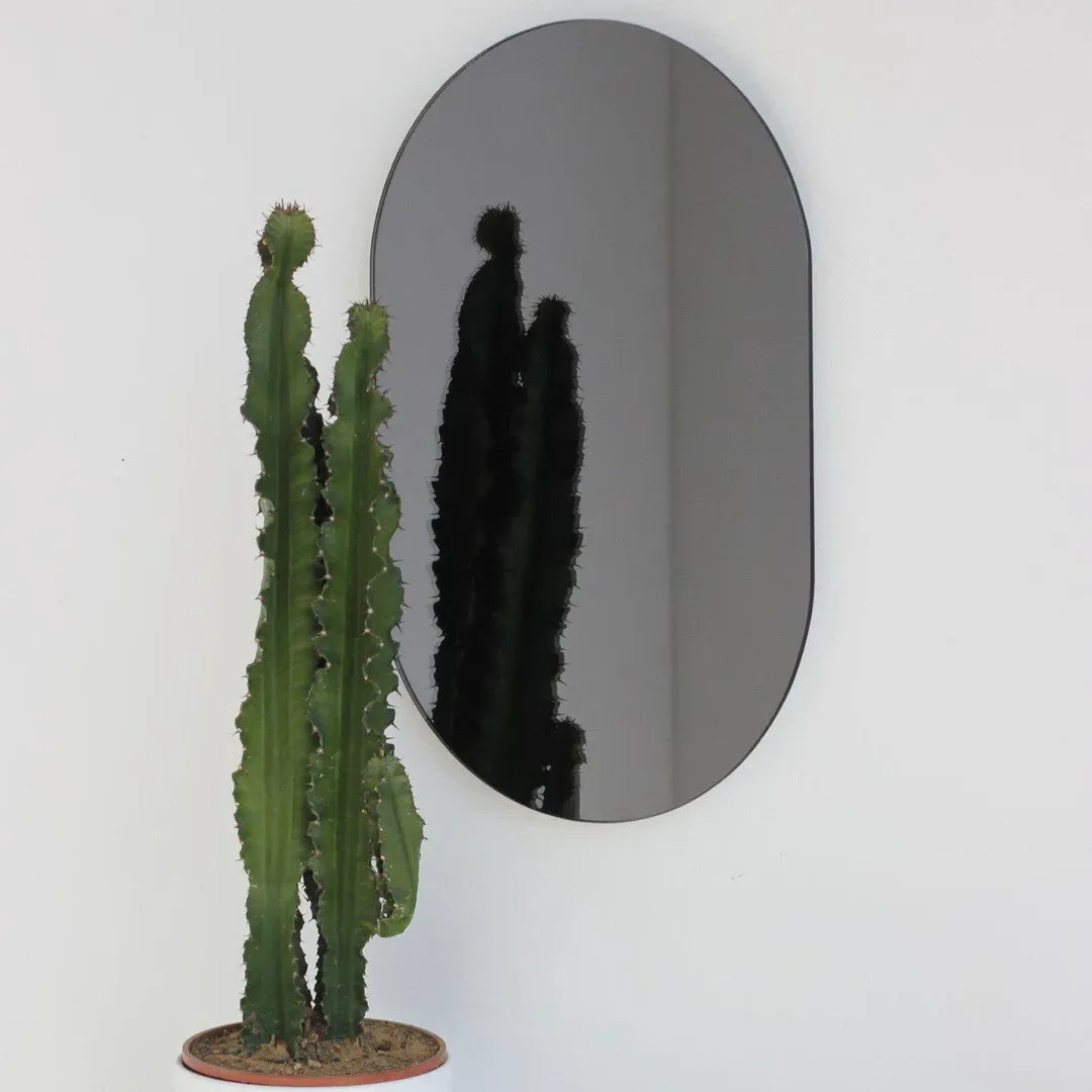 Capsule Shaped Frameless Mirror - Black Tinted