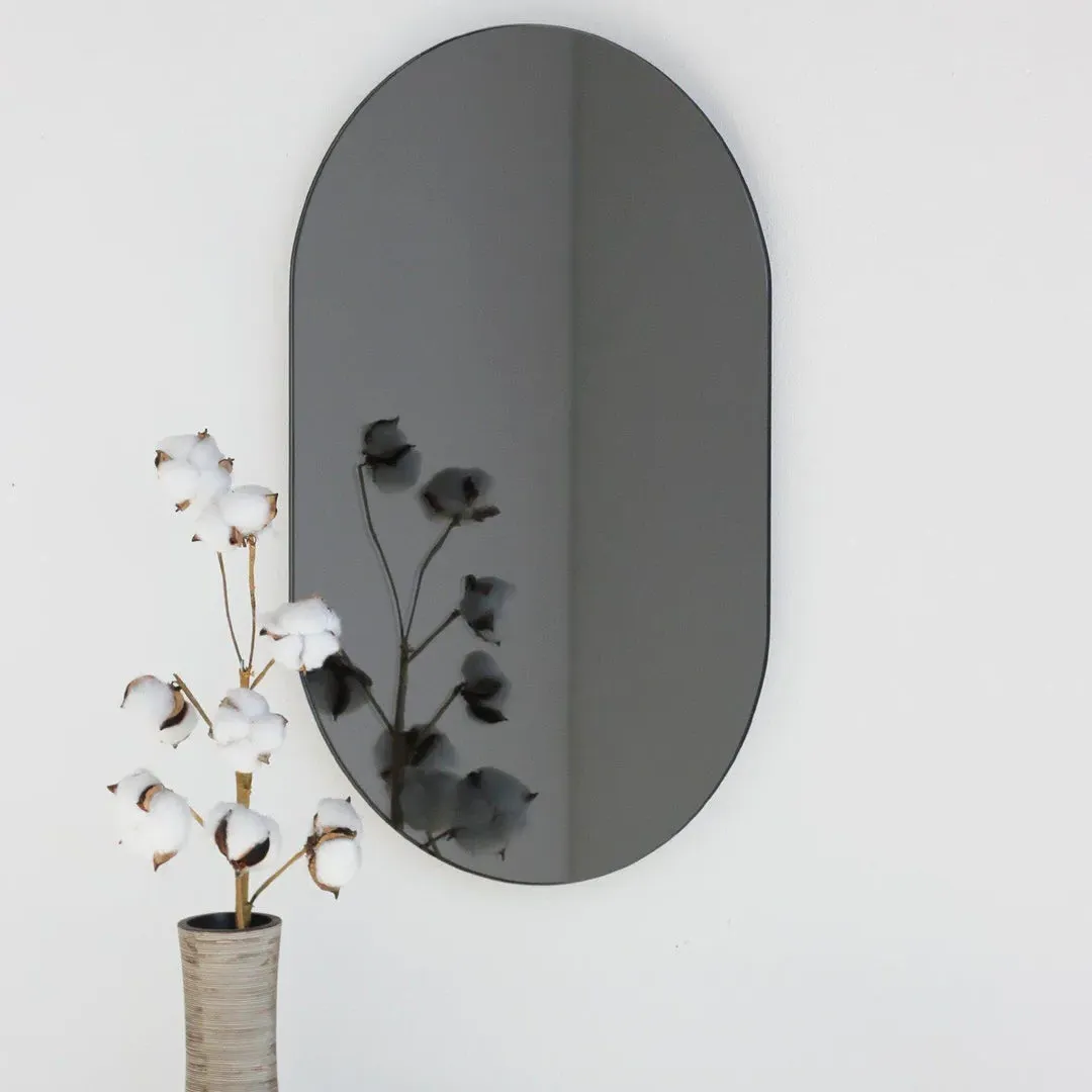 Capsule Shaped Frameless Mirror - Black Tinted