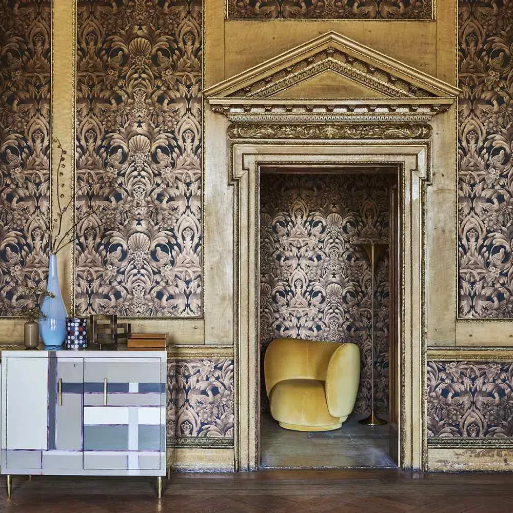 Carving Wallpaper Roll - Bronze, Metallic image
