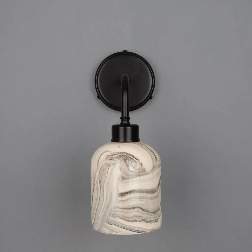 Ceramic Wall Light with Black Arm - White, Ceramic