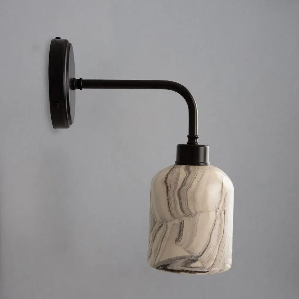 Ceramic Wall Light with Black Arm - White, Ceramic