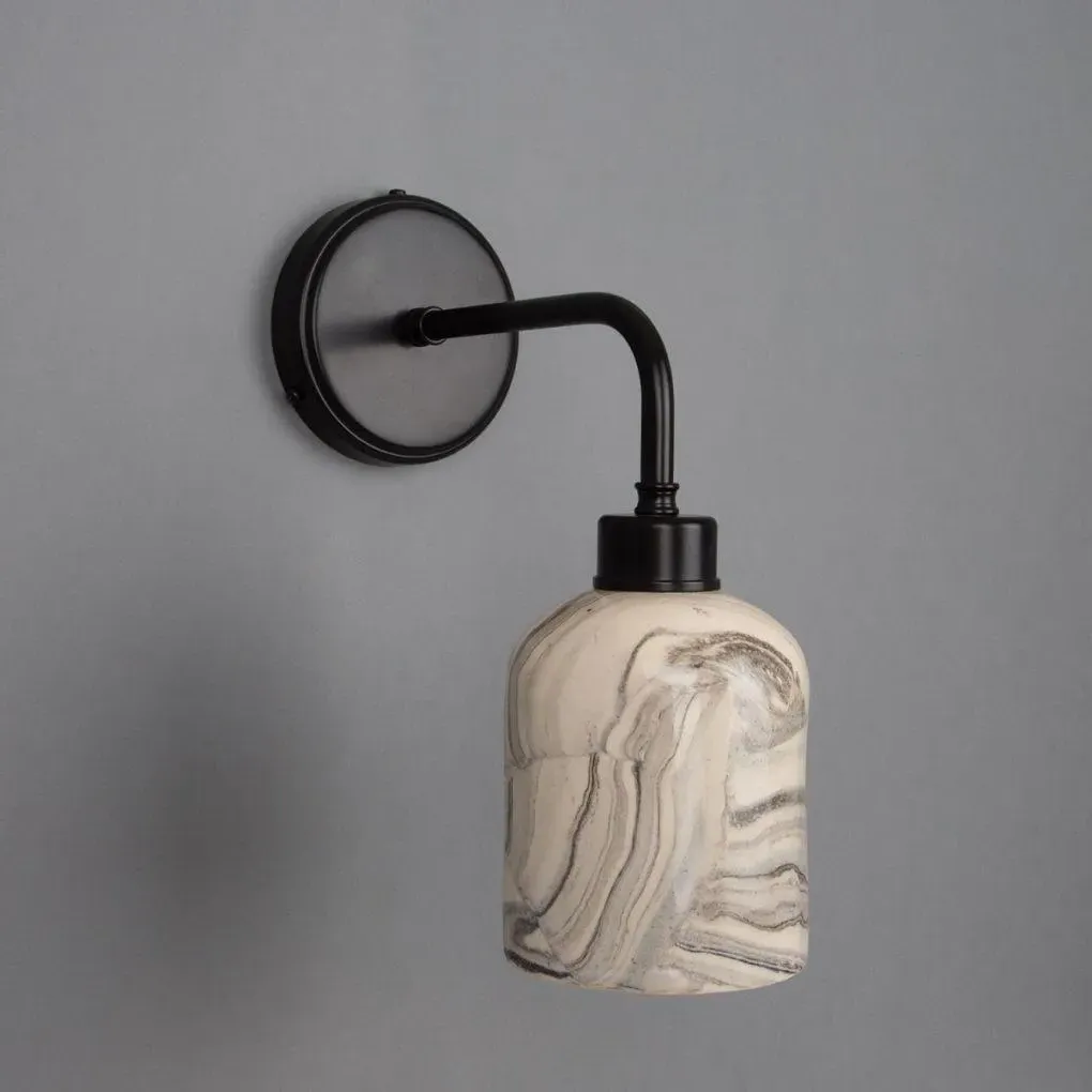 Ceramic Wall Light with Black Arm - White, Ceramic image