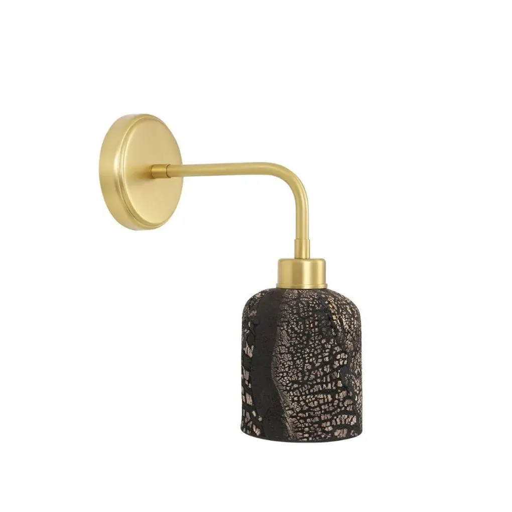 Ceramic Wall Light with Brass Arm - Black, Ceramic