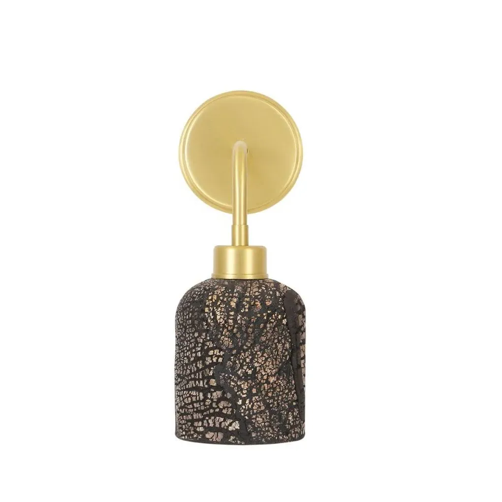 Ceramic Wall Light with Brass Arm - Black, Ceramic