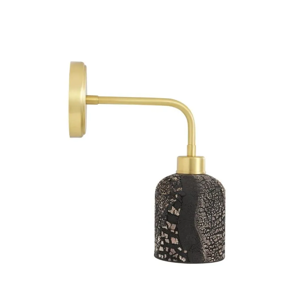 Ceramic Wall Light with Brass Arm - Black, Ceramic