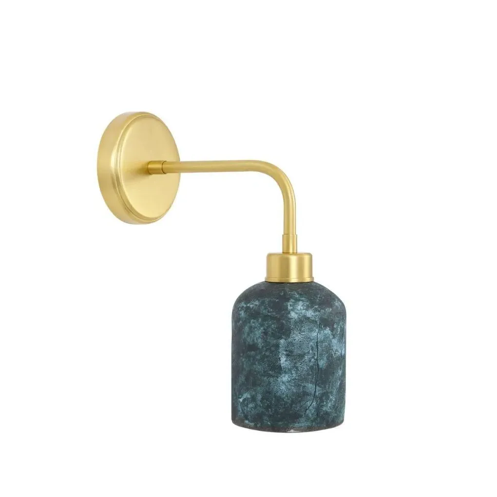 Ceramic Wall Light with Brass Arm - Blue, Ceramic