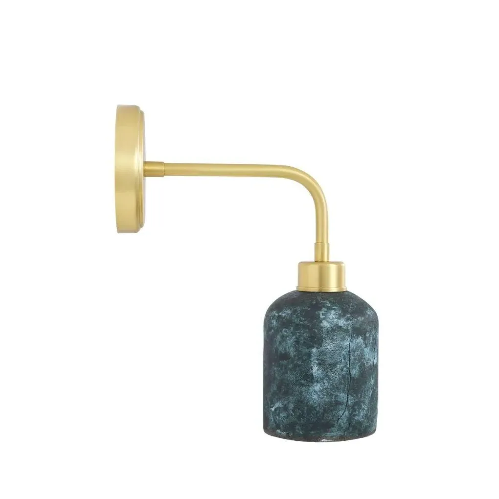 Ceramic Wall Light with Brass Arm - Blue, Ceramic