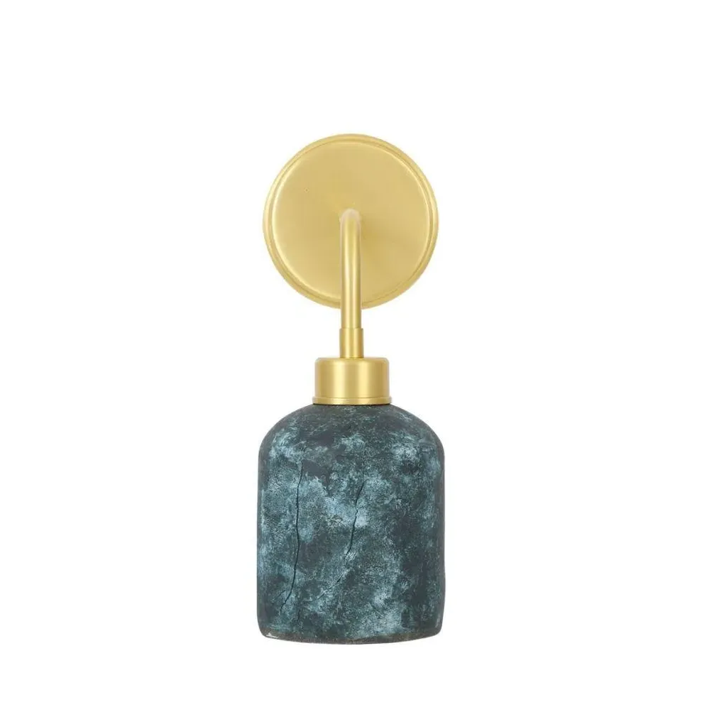 Ceramic Wall Light with Brass Arm - Blue, Ceramic