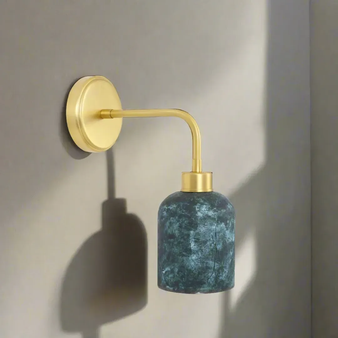 Ceramic Wall Light with Brass Arm - Blue, Ceramic