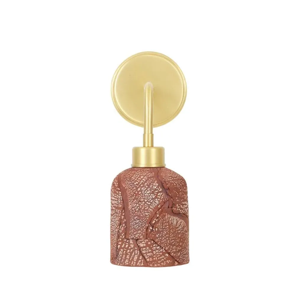Ceramic Wall Light with Brass Arm - Red, Ceramic