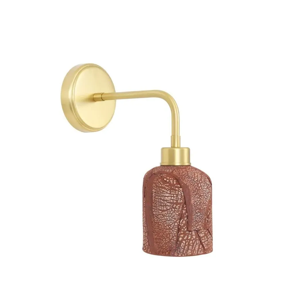 Ceramic Wall Light with Brass Arm - Red, Ceramic