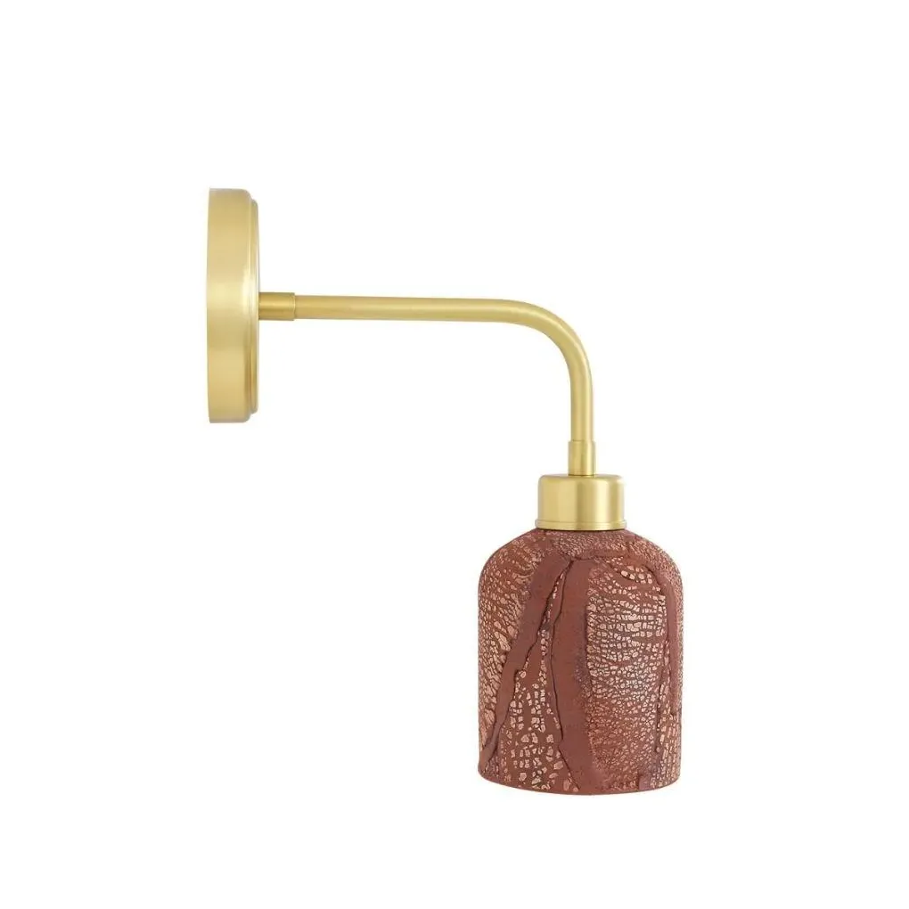 Ceramic Wall Light with Brass Arm - Red, Ceramic